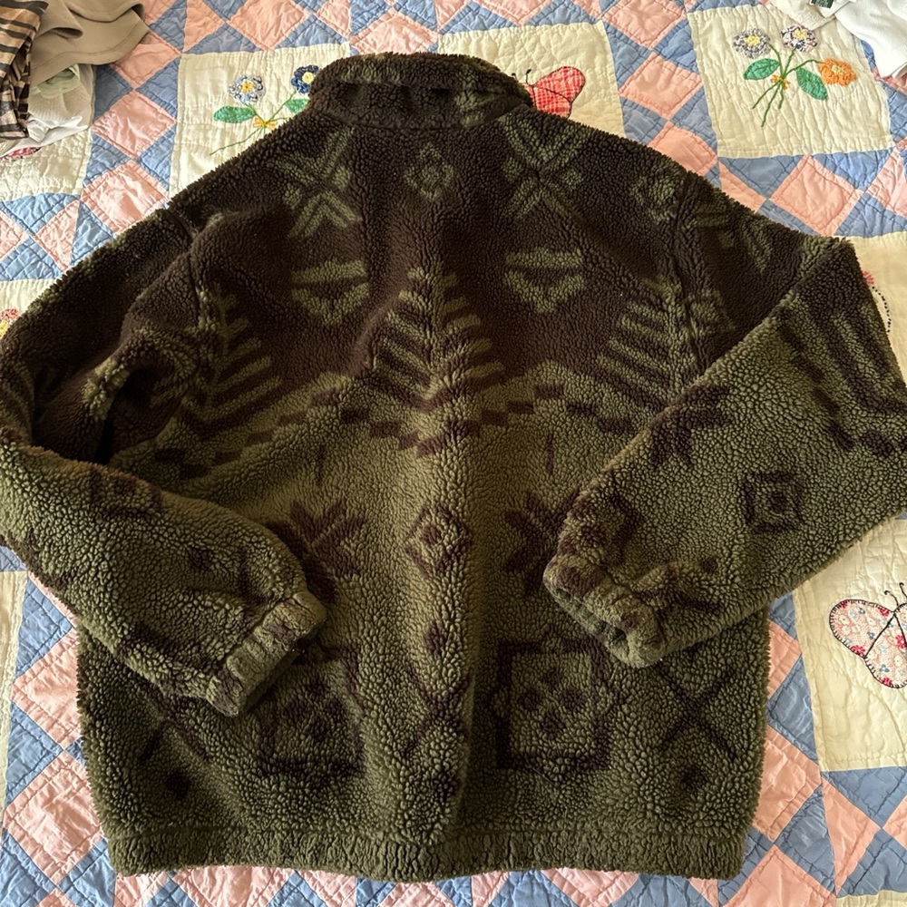 Vintage woolrich Green Sherpa Quarter-Zip Pullover Sweater - Picture 4 of 4